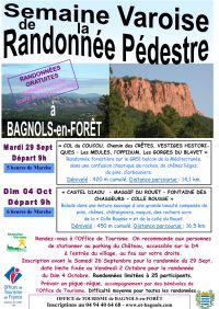 Semaine Varoise de la Randonnée Pédestre. Du 29 septembre au 4 octobre 2015 à Bagnols en Forêt. Var.  09H00